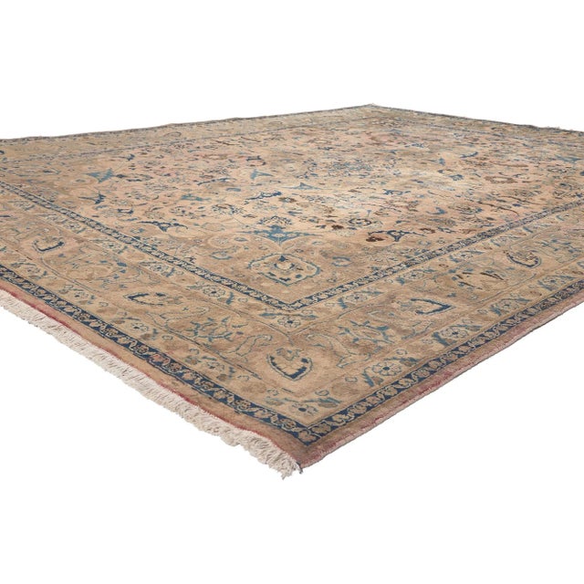 76462 Vintage Persian Khorassan Rug, 08'01 x 10'07. Romantic Georgian style meets soft, bespoke Bridgerton vibes in this...