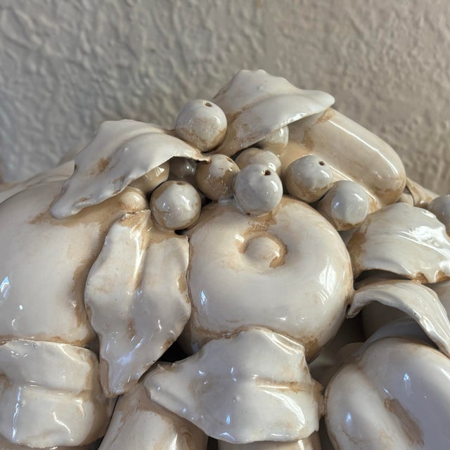 Rustic European Large Antique Italian White Porcelain Fruit Bowl Centerpiece For Sale - Image 3 of 12