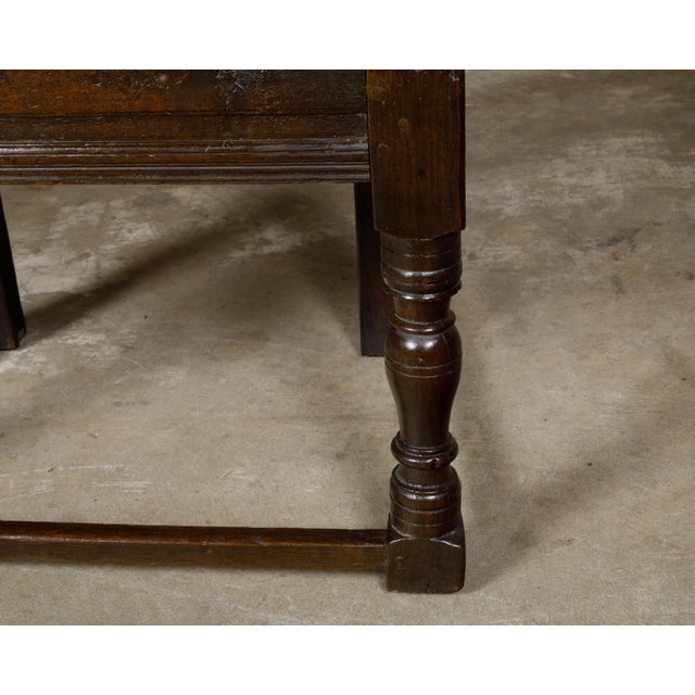 English George III Period Early 18th Century Oak Armchair with Carved Back For Sale - Image 11 of 12