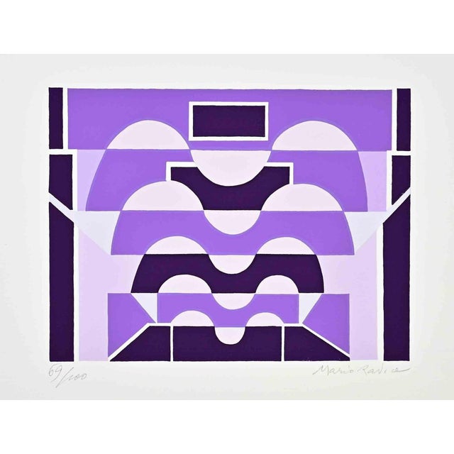 Screen print on paper, realized by the Italian artist and pioneer of Abstract art Mario Radice (1898-1987), in 1964. Hand-...