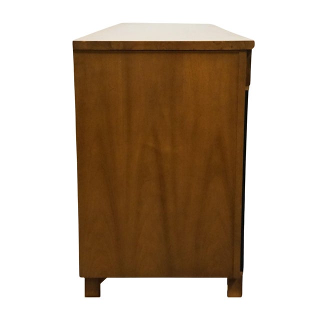 American of Martinsville Banded Walnut British Imperial 80" Triple Dresser 6106-2 For Sale - Image 12 of 12