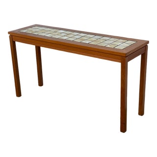 1970s Danish Teak Console Table or Desk With Tile Top For Sale