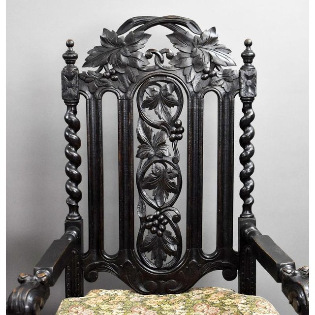Wood Antique Carved Throne Chairs, 1890, Set of 2 For Sale - Image 7 of 16