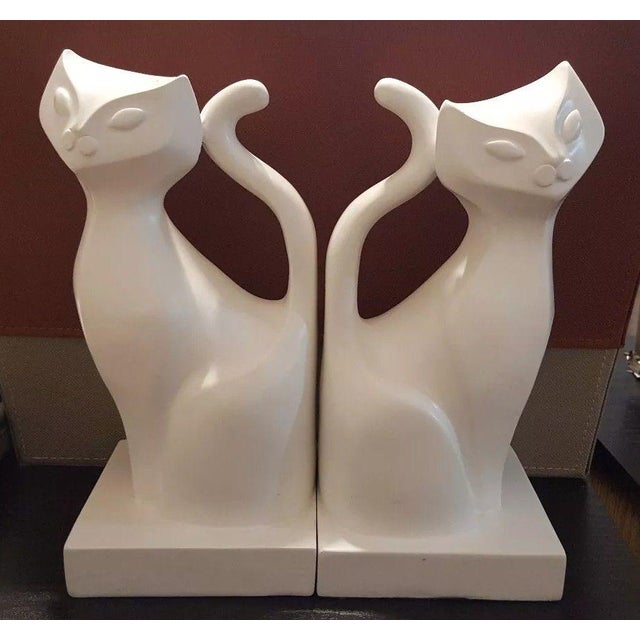 Jonathan Adler White Resin Siamese Cat Bookends A Pair Chairish