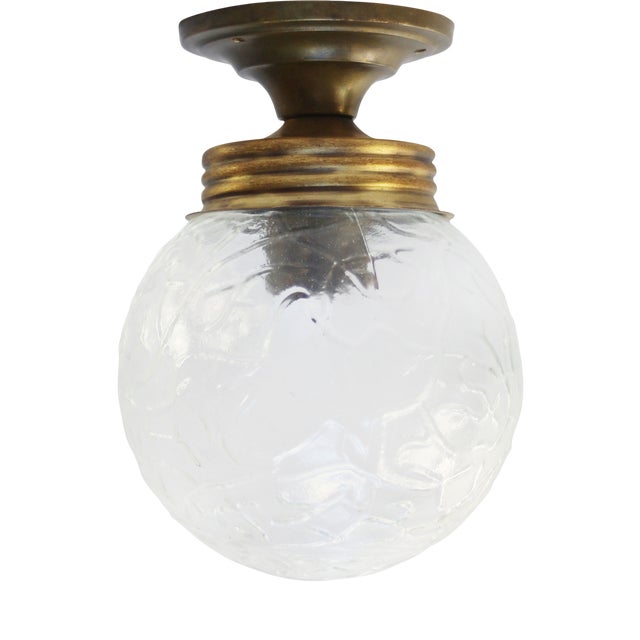 British Clear Reeded Glass Flush Mount Ceiling Lamp For Sale