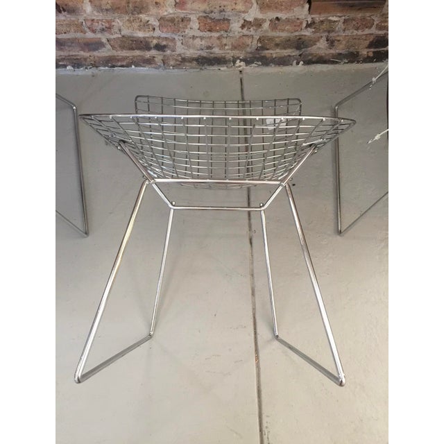 Metal Set Six Attributed to Harry Bertoia for Knoll Wire Side Chair Mid-Century Chrome With Covers For Sale - Image 7 of 10
