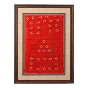 15th Century & Earlier Framed Large Pre-Columbian Textile with Tie Dye Design Wari Culture