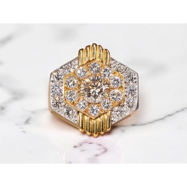 The David: Vintage David Webb Signed ring In Platinum and 18 Karat Yellow Gold For Sale - Image 13 of 13