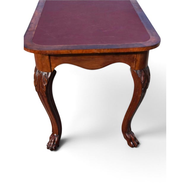 19th Century 19th Century American Walnut Center/Desk/Parlor Table/New Reddish Brown Leather. For Sale - Image 5 of 18