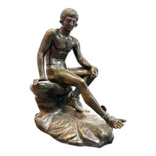 Classical, Cast Bronze, Grand Tour, Statue of Seated Hermes, Italy, 20th C. For Sale