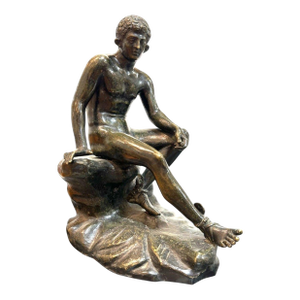 Classical, Cast Bronze, Grand Tour, Statue of Seated Hermes, Italy, 20th C.