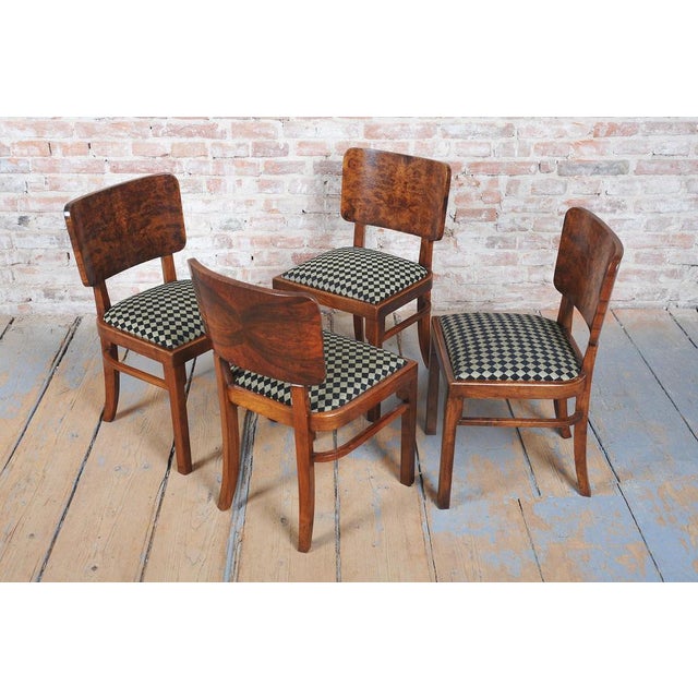 Art Deco Chairs in Beech, Spruce and Walnut Veneer, Czech, 1920s, Set of 4 For Sale - Image 3 of 18