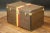 Metal Hat Trunk in Brown Canvas with Stable Bands For Sale - Image 7 of 10