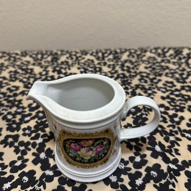Victorian Antique Victorian Style Porcelain Shaving Mug - Hand-Painted Floral Medallion For Sale - Image 3 of 7