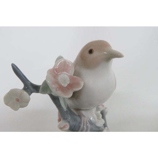 Lladro Lladro Nightingale Bird on a Branch With Flowers Porcelain Figurine 4516b For Sale - Image 4 of 12