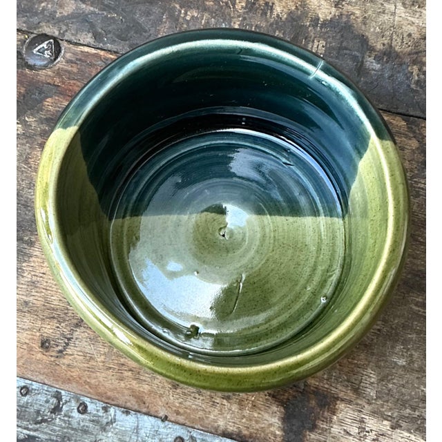Vintage Handcrafted Green Studio Bowl For Sale - Image 11 of 13