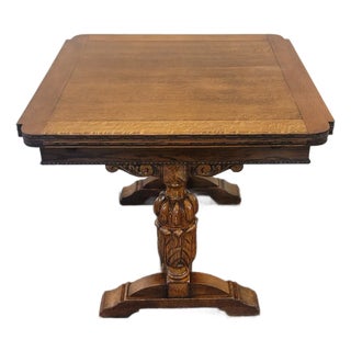Antique English Oak Draw Leaf Table Hand Carving Jacobean Pineapple Legs For Sale