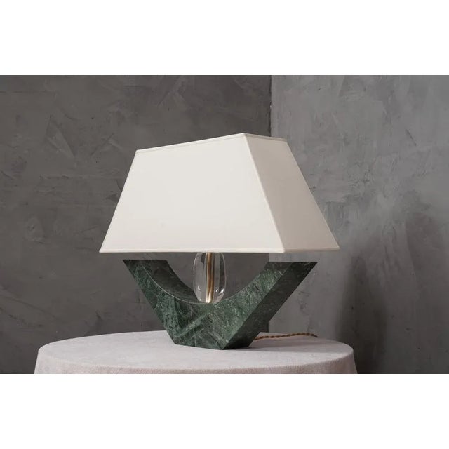 Gold Indian Green Marble and Murano Glass Table Lamp, 2000s For Sale - Image 8 of 10