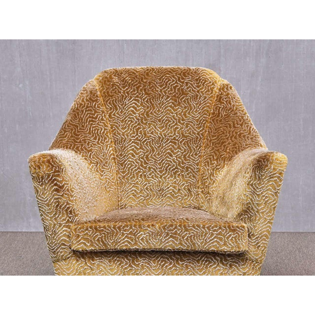 Bronze Patterned Velvet Armchair attributed to Ariberto Colombo, Italy, 1950s For Sale - Image 6 of 17