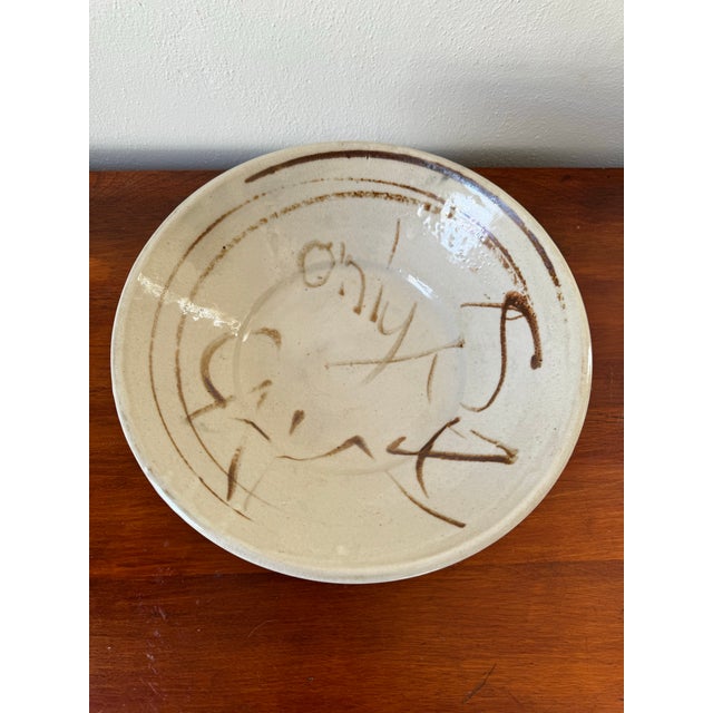 Signed Studio Pottery Serving Bowl For Sale - Image 9 of 9