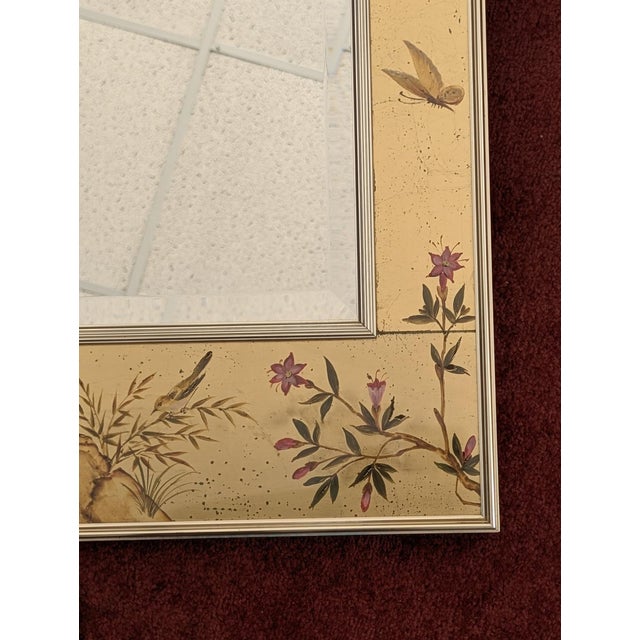 LaBarge Hand-Painted Chinoiserie Églomisé Wall Mirror, Model No. 1045 For Sale - Image 9 of 11