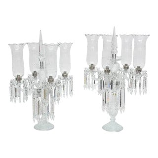 Baccarat Style, French Regency Cut-Crystal Girandole Candelabra - a Pair For Sale