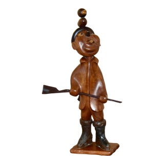 Dolfi Italian Hand Carved Wooden Duck Hunter Folk-Art Sculpture For Sale
