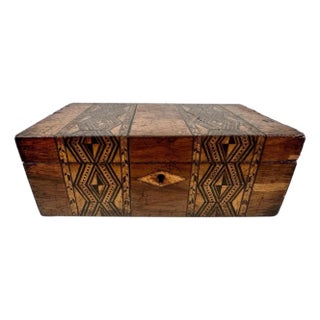 Antique Tunbridge Marquetry Inlaid Trinket Box For Sale