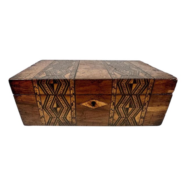 Antique Tunbridge Marquetry Inlaid Trinket Box For Sale