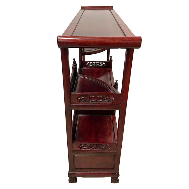Vintage Chinese Intricate Carved Hardwood Curio Cabinet, Display Shelve For Sale - Image 10 of 12