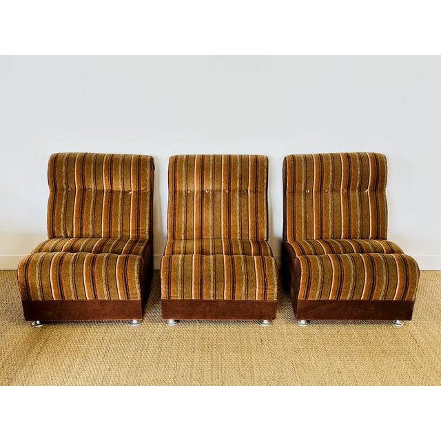 Textile Vintage Velvet Modular Sofa Set, 1970s, Set of 5 For Sale - Image 7 of 18
