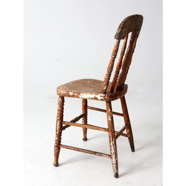 Antique Splat Back Primitive Chair For Sale - Image 4 of 11