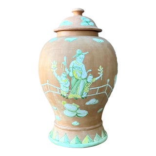 Vintage Regency Chinoiserie Lidded Urn For Sale