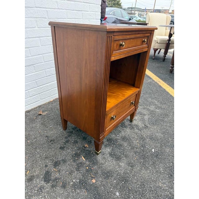 Late 20th Century Late 20th Century Kindel Grand Rapids Regency Style Fruitwood Nightstand For Sale - Image 5 of 16