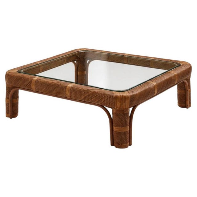 Ursula Coffee Table in Stained Rattan and Tempered Glass by Popus Editions For Sale - Image 6 of 6