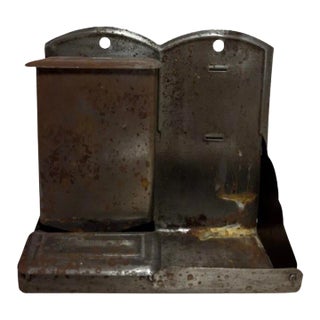 19th Century Tin Wall Hanging Double Match Holder For Sale