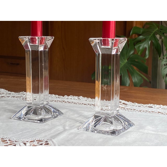 Vintage German Crystal Candlesticks from Villeroy & Boch, 1980s, Set of 2 For Sale - Image 3 of 6