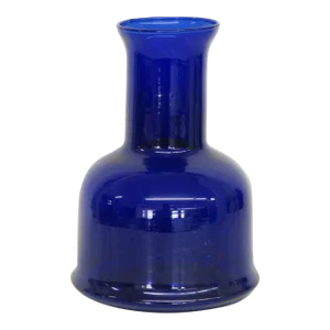 Mid Century Cobalt Blue Glass Wide Bottle Vase