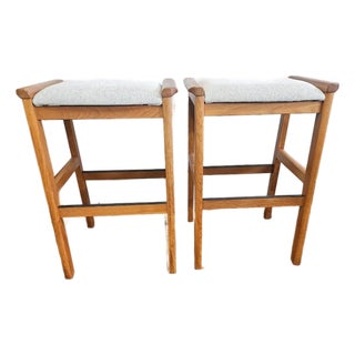Pair of Danish Modern Attributed to J.l. Moller Bar Stools For Sale