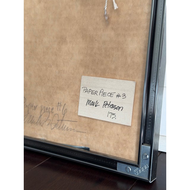 Red Original Mixed Media Abstract Paper Collage by Mark Peterson, 1986, Vintage Framed Art From Phillips Gallery For Sale - Image 8 of 10