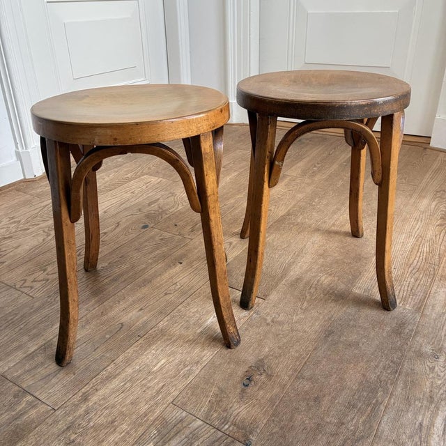 Mid-Century Modern Vintage Bentwood Stool by Joamin Baumann for Baumann, 1940s For Sale - Image 3 of 15