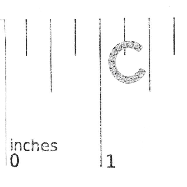 Early 21st Century 10K White Gold 1/10 Cttw Diamond 'C' Initial Stud Earring For Sale - Image 5 of 5