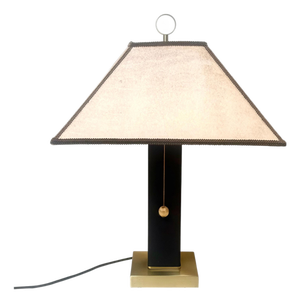 Leather and Brass Table Lamp, 1980s
