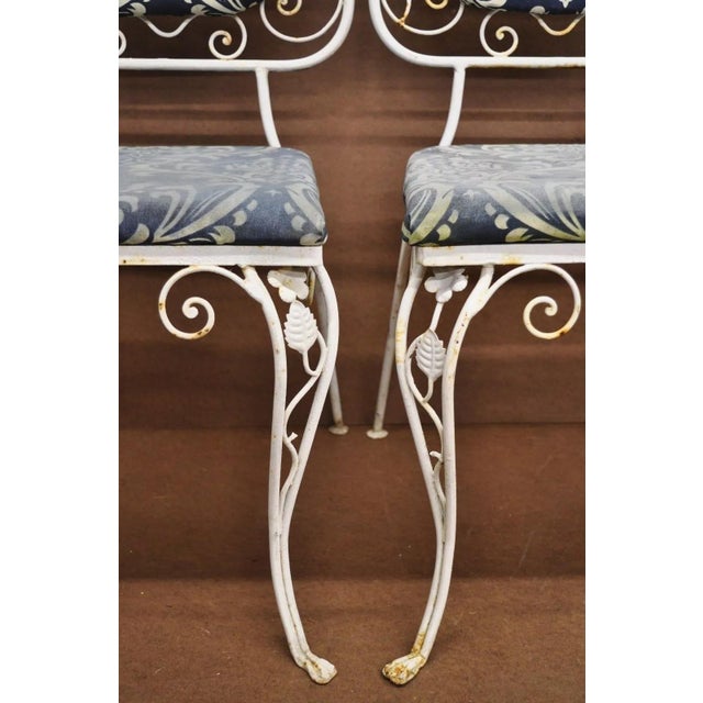 White Mid 20th Century Vintage Art Nouveau Style Floral Wrought Iron Garden Dining Chairs - Set of 4 For Sale - Image 8 of 12
