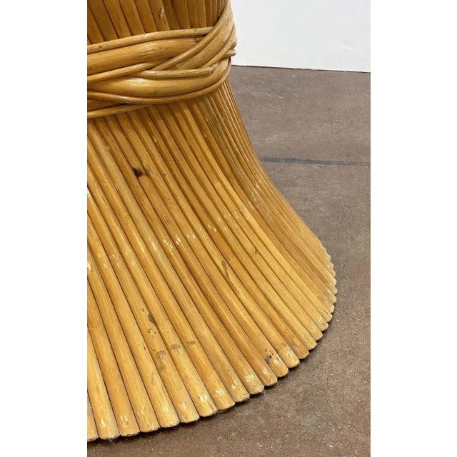 Rattan Round or Center Table With Glass Top (Dia 47 1/2) - Attributed to McGuire For Sale - Image 9 of 13