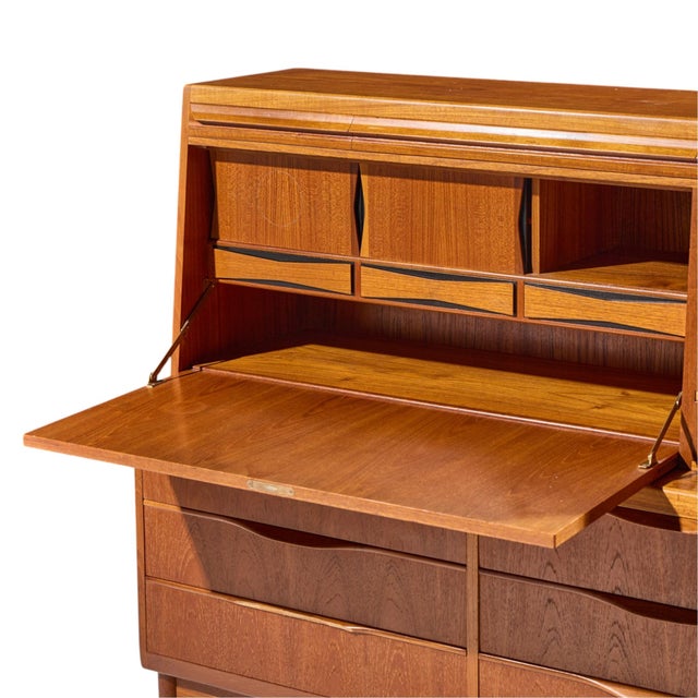 Wood Erling Torvits Mid Century Danish Teak Secretary Desk For Sale - Image 7 of 12