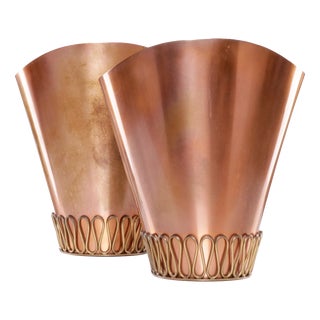 Mid-Century Conical Wall Lights in Copper, 1960s, Set of 2 For Sale