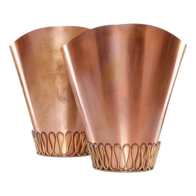 Mid-Century Conical Wall Lights in Copper, 1960s, Set of 2 For Sale