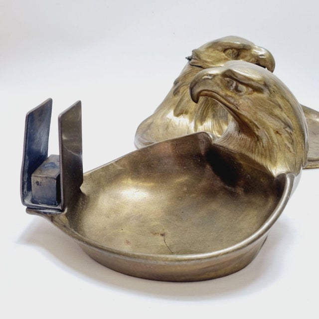 1920s Art Deco Brass Desk Set with Stylized Eagle Heads, 1920s, Set of 5 For Sale - Image 5 of 18