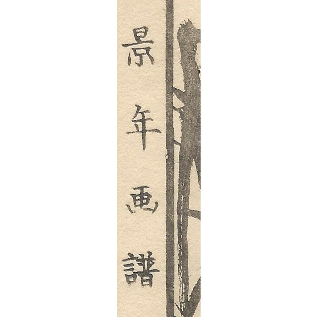 Imao Keinen, Double-Page Eurasian Goshawk Grabbing Eurasian Teal from Keinen Kacho Gafu, 1892, Woodblock Print For Sale - Image 12 of 18